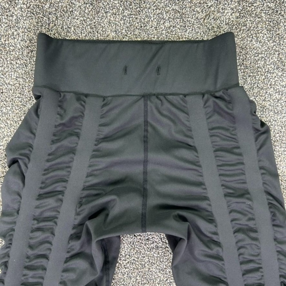 High-Rise Black Ruched Side Track Joggers - Picture 3 of 11